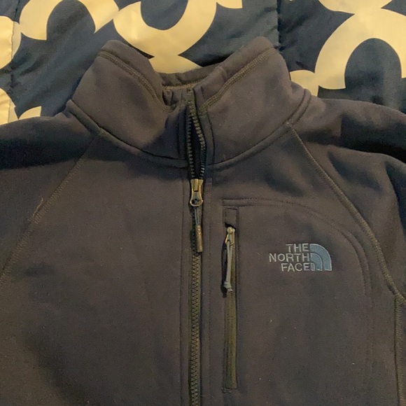 Navy Blue North Face fleece zip up - Picture 3 of 5
